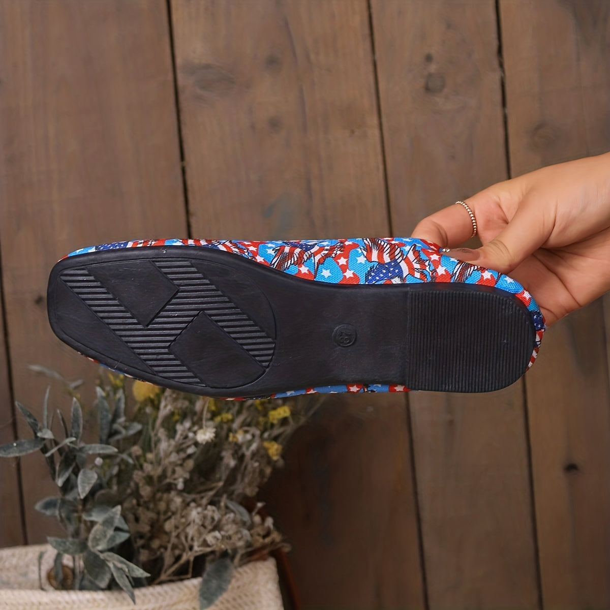 Women's Egle Flag Flats Slip On Shoes for 4th of July