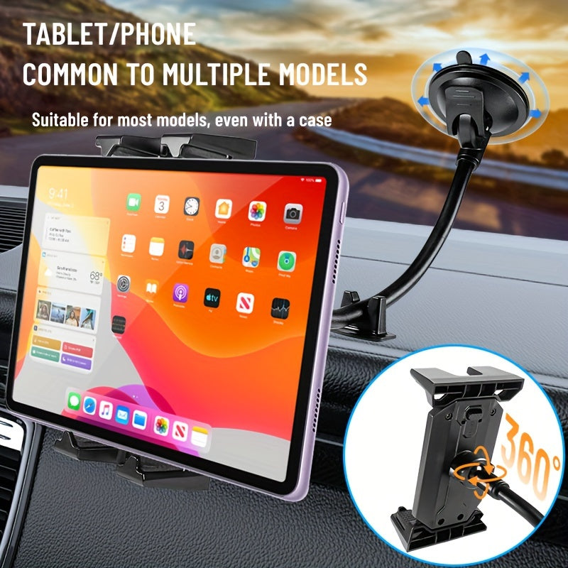Car Phone Mount Tablet Holder Long Arm Gooseneck Suction Cup Mount