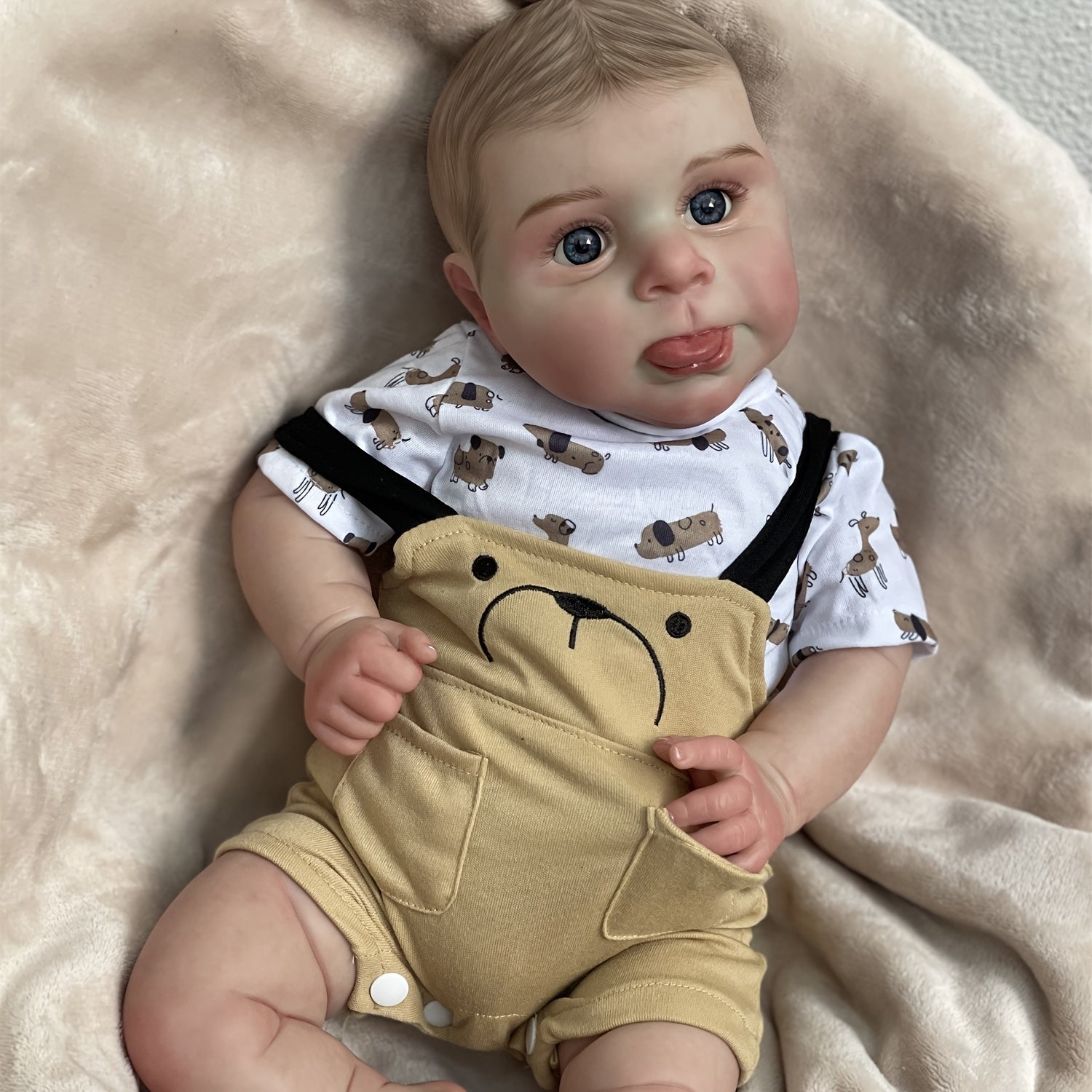 22" Reborn Baby Doll Soft Body Open Eyes Animal Print Outfit Shower Safe