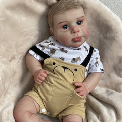 22" Reborn Baby Doll Soft Body Open Eyes Animal Print Outfit Shower Safe