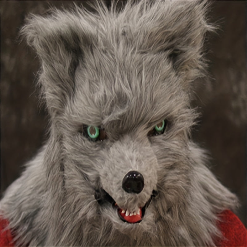 Men's Halloween Mask Movable Mouth Full Head Plush Animal Mask