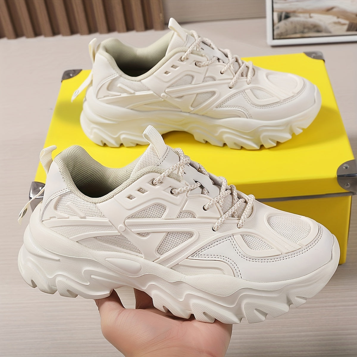 Women's Platform Sports Shoes Mesh Breathable Lace Up Sneakers