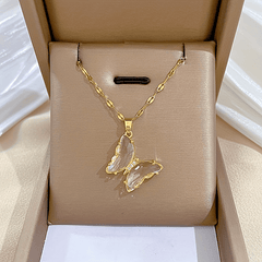 Girl Butterfly Pendant Necklace Micro Inlaid Zircon Women's Jewelry