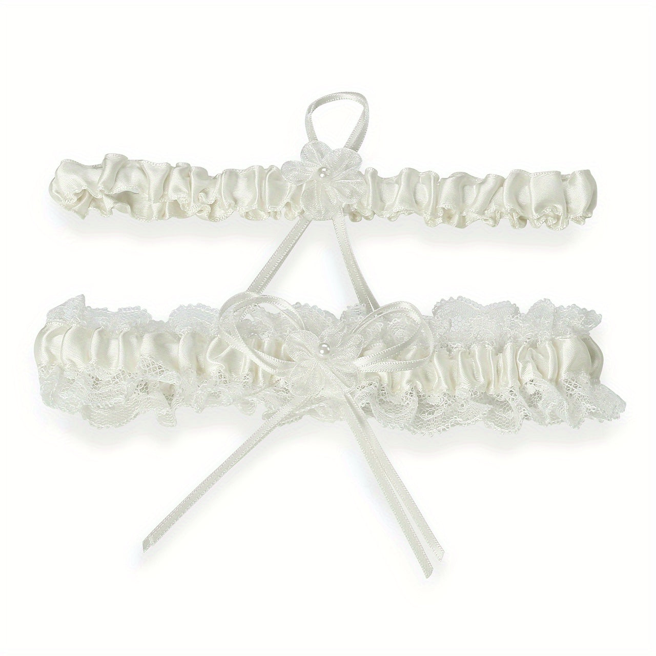 Satin Lace Bridal Garter with Ribbon Bowknot Elastic Straps