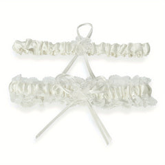 Satin Lace Bridal Garter with Ribbon Bowknot Elastic Straps