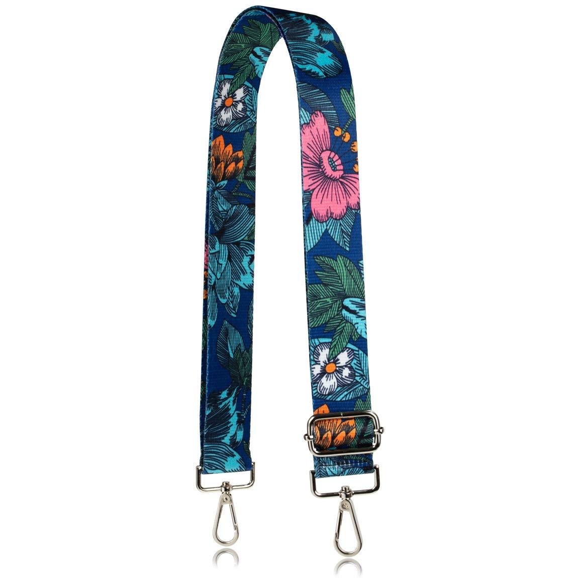 Ethnic Style Wide Purse Strap Flower Pattern Replacement Belt