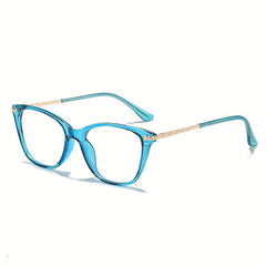 Men's Cat Eye Metal Frame Glasses Clear Lens TR90 Frame