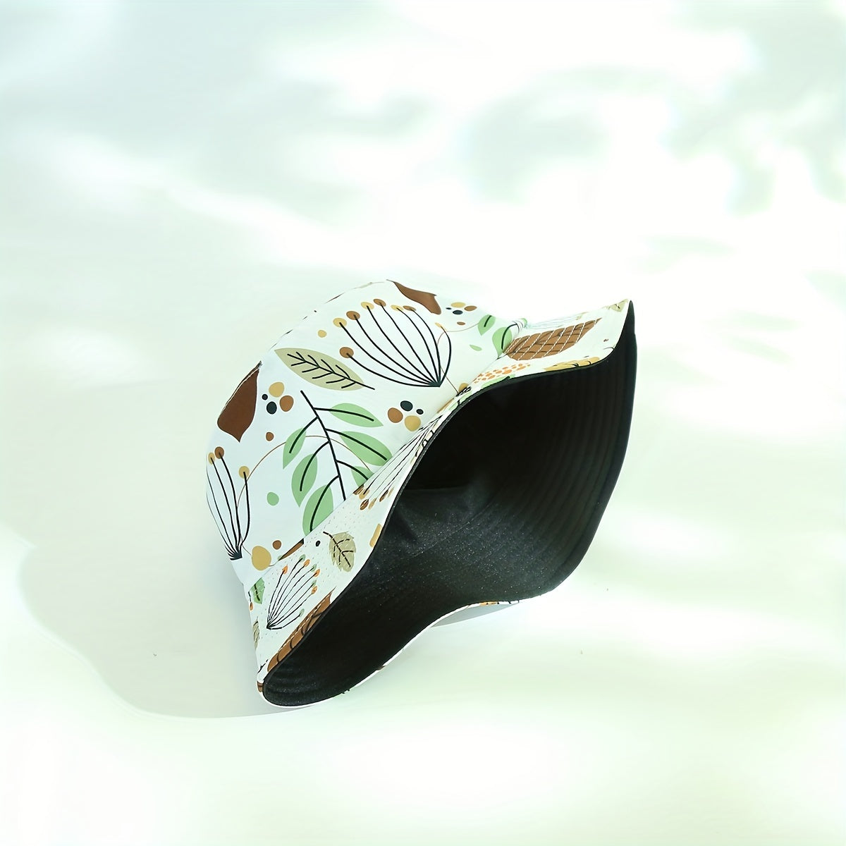 Plant Print Bucket Hat Lightweight Fisherman Cap for Women