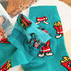 5 Pairs Cartoon Food Print Socks Women's Stockings