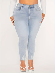 Ripped High Rise Skinny Jeans With Pockets