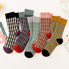 Colorblock Street Socks Retro Style Comfy Mid Tube Socks Women's