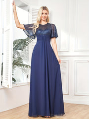 Sequined Flutter Sleeve Aline Dress
