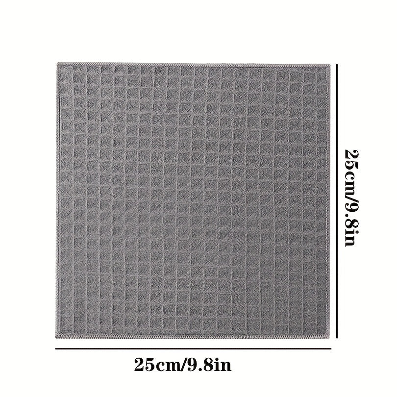 6pcs Waffle Grid Cleaning Cloth Quick Drying Kitchen Dishwashing