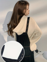 Dark Loose Fit Denim Jumpsuit Non Stretch Slash Pockets Casual Denim Overalls