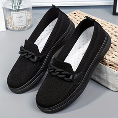 Women's Chain Decor Slip On Shoes Comfy Sneakers