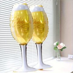 2pcs Champagne Glass Aluminum Balloon Party Decoration Wedding Christmas Home