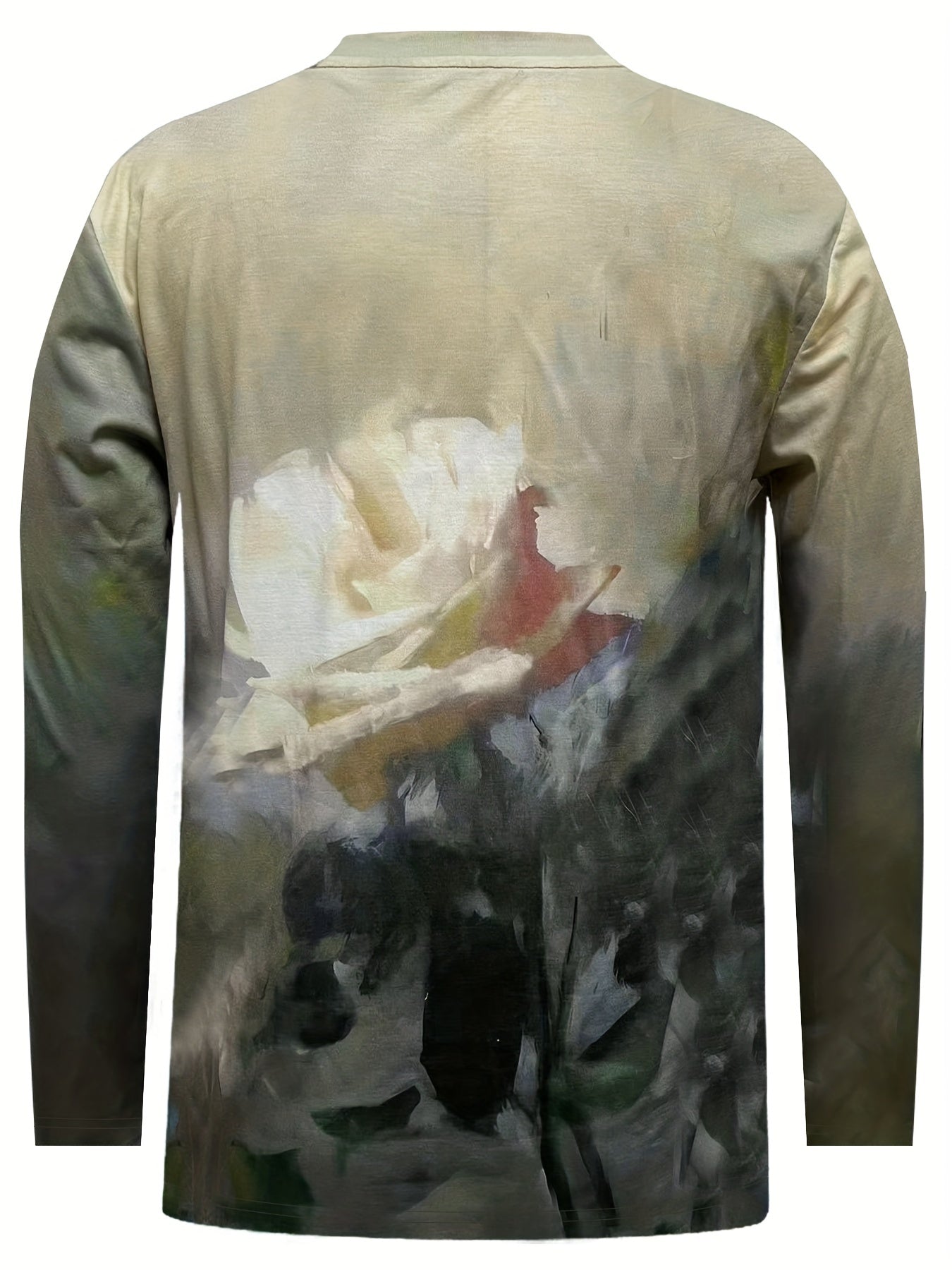 Rose Print Sweatshirt Crew Neck Long Sleeve Casual Top