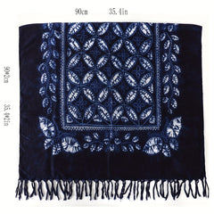 Vintage Warm Scarf Print Tassel Shawl for Autumn & Winter