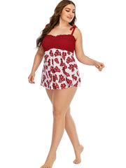 Floral Print Top & Panty Swimsuit Set 2pcs