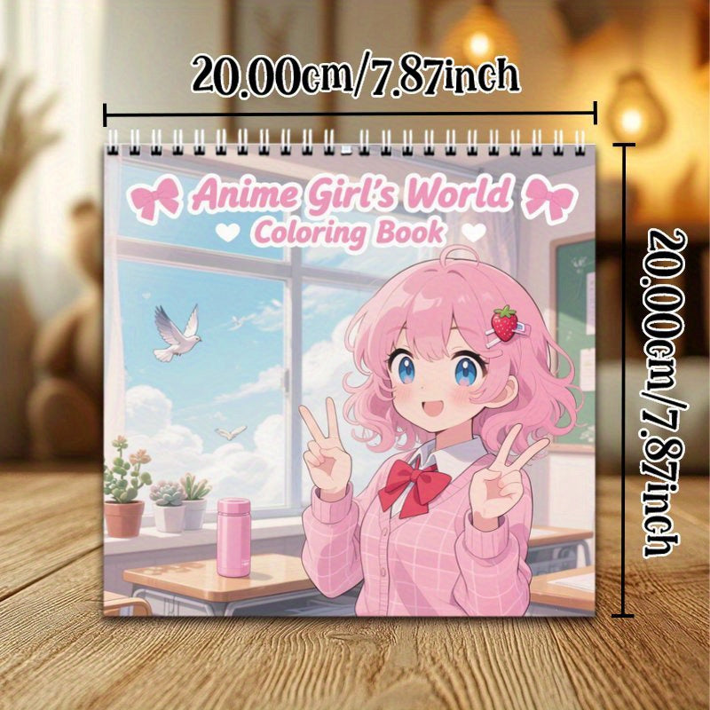 Anime Girl's World Coloring Book - Stress Relieving Notebook