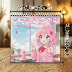 Anime Girl's World Coloring Book - Stress Relieving Notebook
