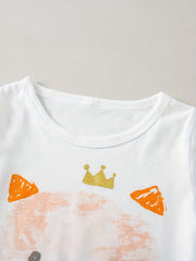 Girl's 2pcs Pajamas Set Cartoon Cat & Polka Dot Print Loungewear