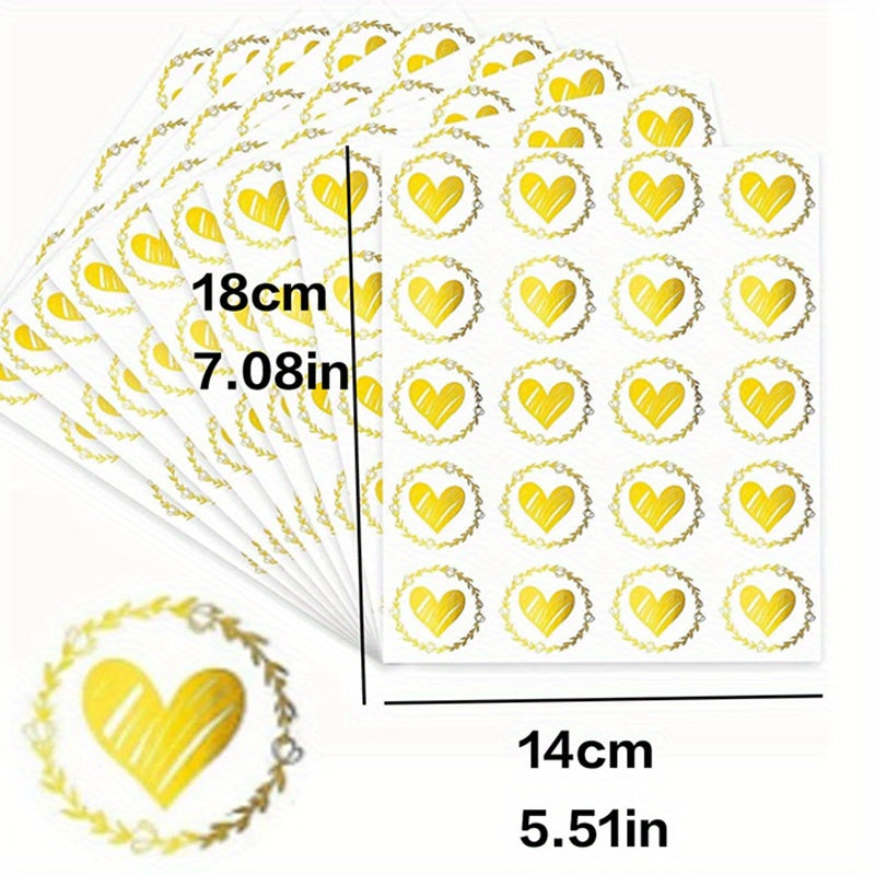 80pcs Heart Adhesive Packaging Label Rose Golden Wedding Invitations
