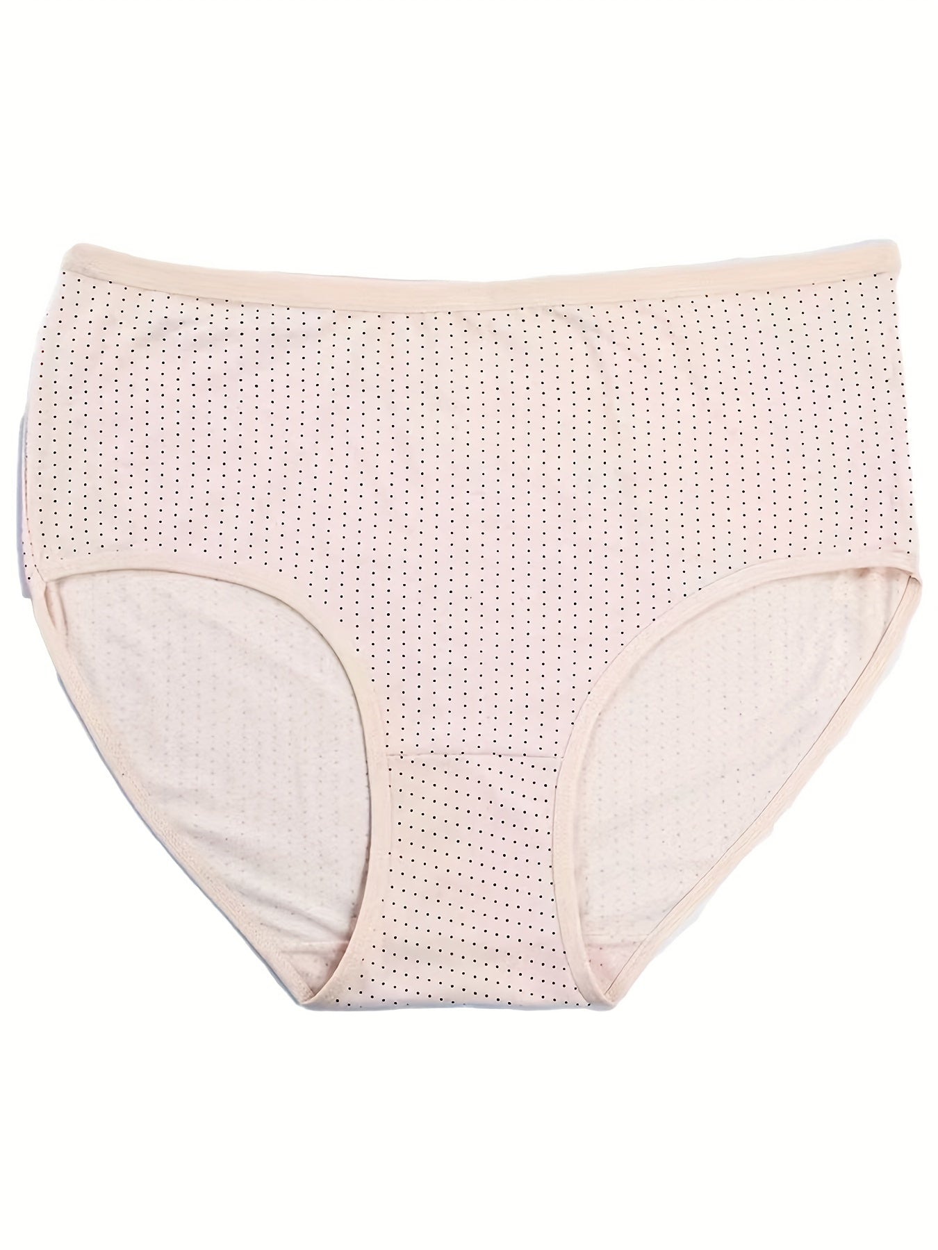 4 Pack Plus Size Panties Set Women's Plus Pin Dot Print Mid Rise Soft Briefs
