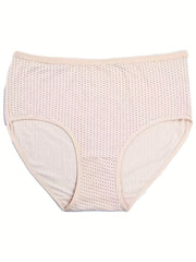 4 Pack Plus Size Panties Set Women's Plus Pin Dot Print Mid Rise Soft Briefs