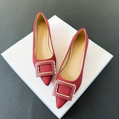 Metallic Decor Flat Shoes Slip On Point Toe Shallow Mouth Solid Soft Shoes