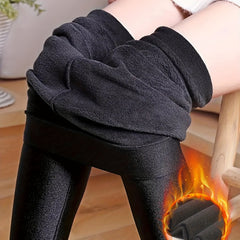 Plush Lined Thermal Pants Soft Comfy Slim Elastic Tights For Winter