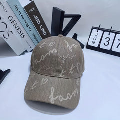 Letter Print Washed Denim Baseball Cap