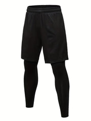 Men's 2 In 1 Running Shorts Quick Dry Athletic Shorts With Liner Leggings