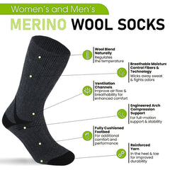 3pcs Men's Outdoor Wool Socks - Shock Absorbing & Warm for Running Skiing