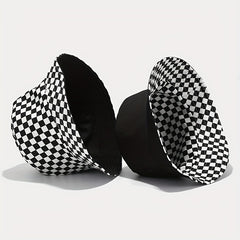 Plaid Print Bucket Hat Hip Hop Block Casual Basin Hat Unisex Fisherman Cap