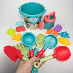 16pcs Colorful PP Sand Toys Buckets Shovels Rakes & Molds