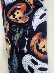 Halloween Leggings Women's Plus Funny Ghost & Pumpkin Print
