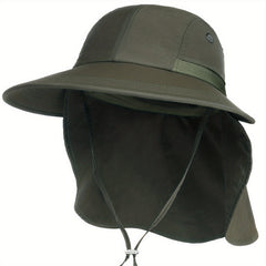UPF 50 Wide Brim Hat w/ Neck Flap for Outdoor Activities