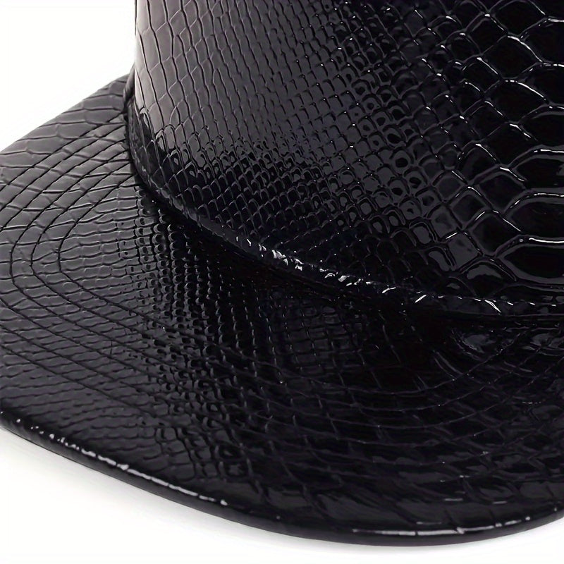 Hip Hop Flat Brim Baseball Cap PU Leather Warm Hat