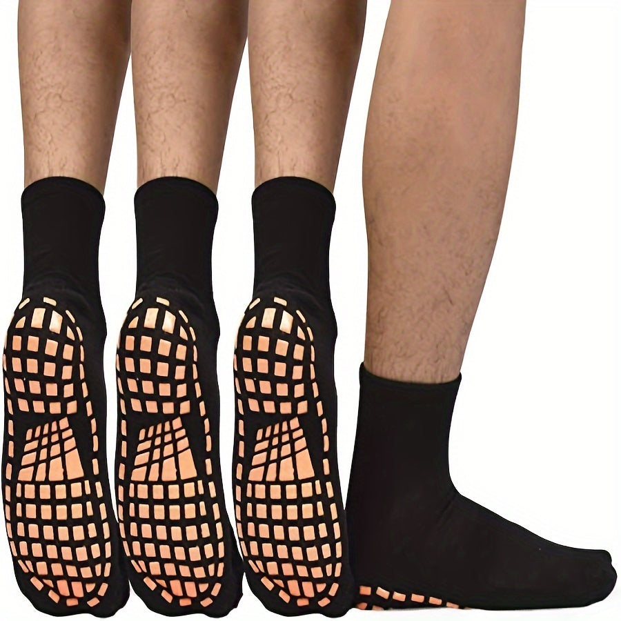 3 Pairs Men's Non-Slip Yoga Pilates Socks Grippy Floor Socks