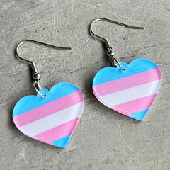Rainbow Heart Shaped Earrings Multicolor Acrylic Striped Jewelry