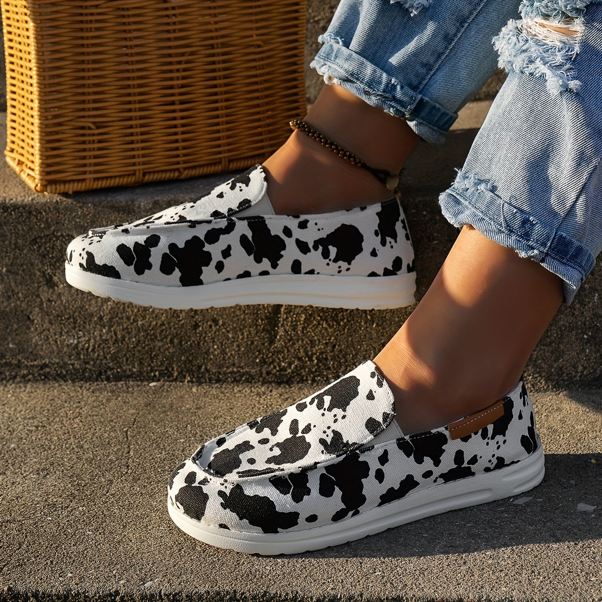 Women's Flat Canvas Shoes Casual Anti-skid Slip On Lightweight Loafers