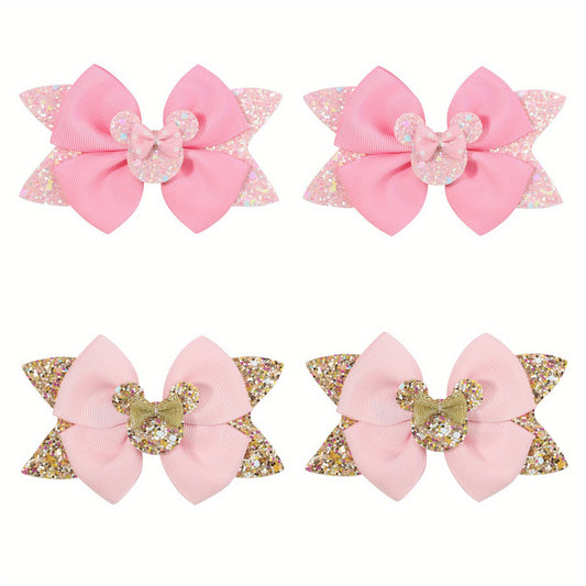 4pcs Sequins Dovetail Hair Clips Girls Glitter Bow Knot Hair Clips