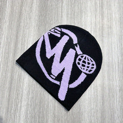 Warm Windproof Sport Knit Beanie Hat with Printing for Men and Women