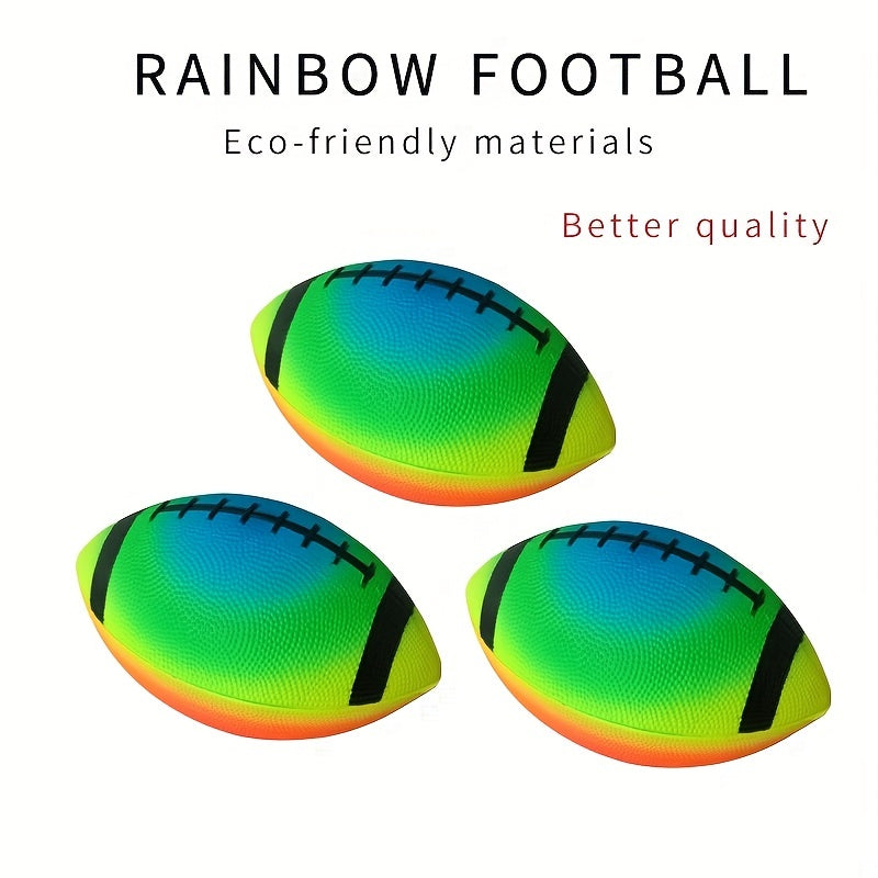 Rainbow PVC Rugby Ball with Pump - Youth Sports Toy