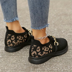 Women's Slip-On Road Running Shoes, Chain Decor, Breathable Mesh