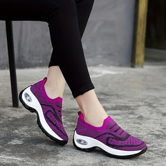 Women's Breathable Slip On Woven Sneakers Lightweight Low Top Shoes