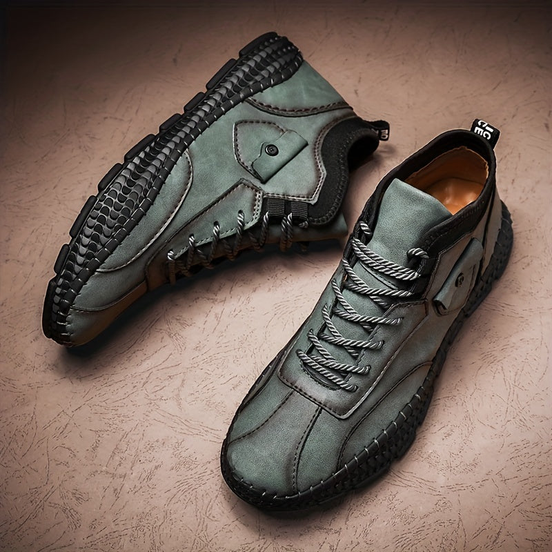 Men's Solid Low Top Lace up Boots Outdoor Walking Shoes