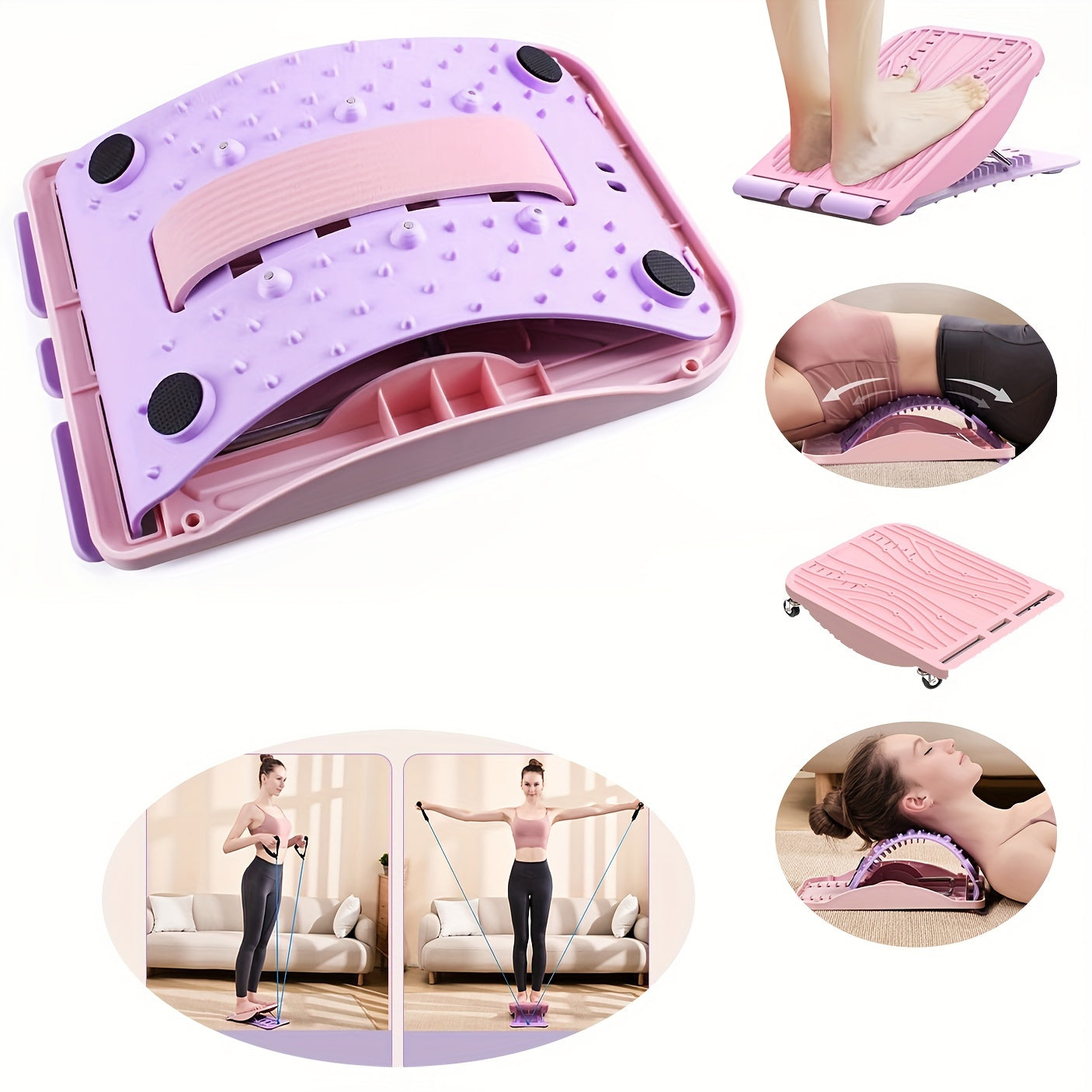 3-in-1 Back Stretcher Calf Stretcher Balance Board