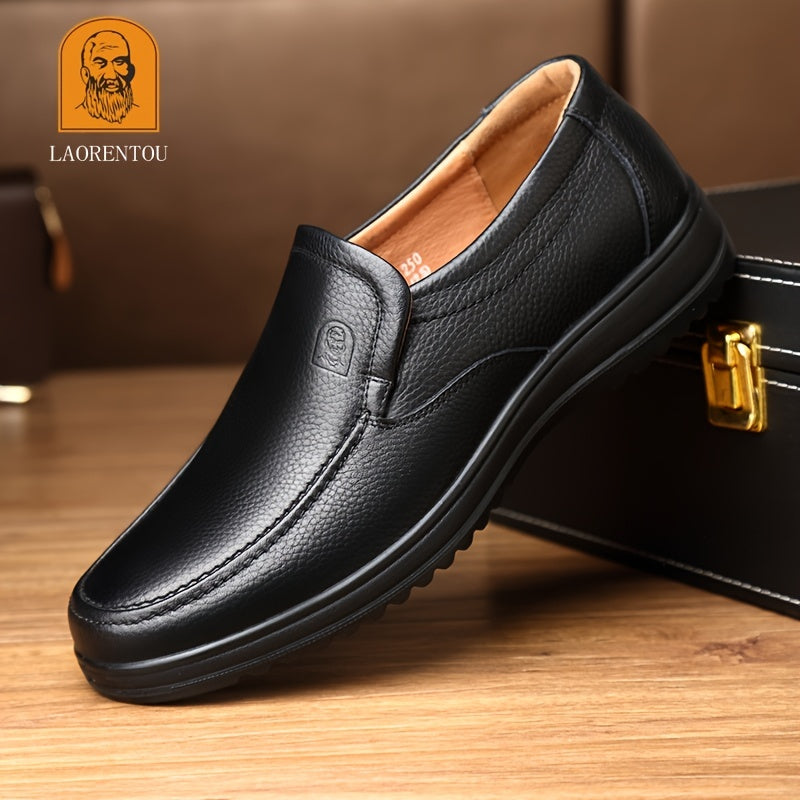 LAORENTOU Men's Leather Oxfords Comfortable Slip On Shoes